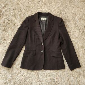 Jones New York Suit Black Pinstriped‎ Blazer Suit Jacket Women's Size 8